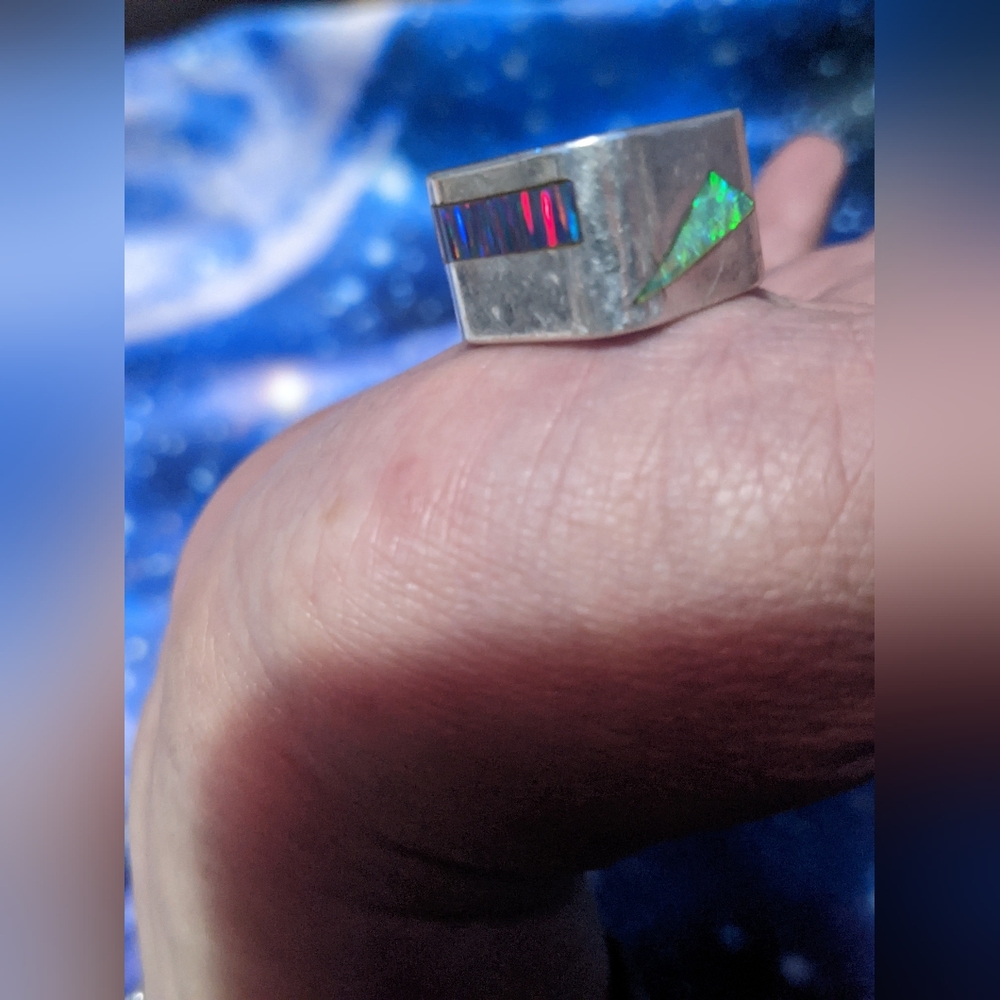 Unique Sterling Silver Square Ring With Opal *Siz… - image 6
